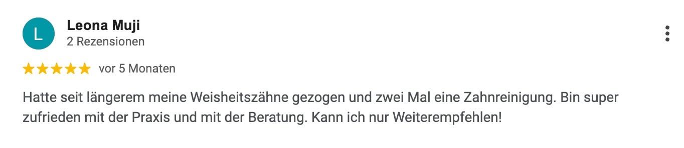 Google-Rezension einer Patientin