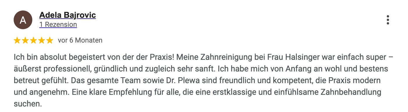 Google-Rezension eines Patienten