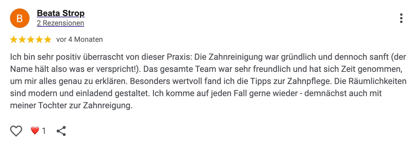 Google-Rezension einer Patientin