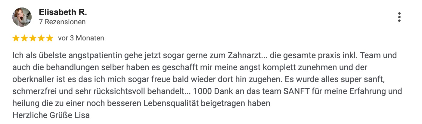 Google-Rezension einer Patientin